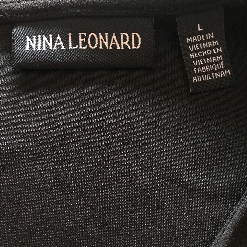 NWT: Nina Leonard black dress w/bell sleeves Sz. L - Picture 9 of 10